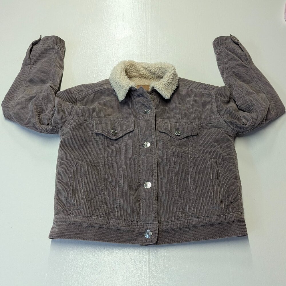American Eagle Size XS Purplish Gray Corduroy Jacket With Sherpa Lining